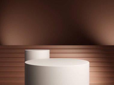 3d ürün arkaplanındaki lüks podyum sunumu soyut kahverengi zarif kaide gösterisi veya boş stand ve premium sahne stüdyo kozmetik şablonu ile.