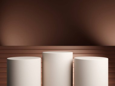 3d ürün arkaplanındaki lüks podyum sunumu soyut kahverengi zarif kaide gösterisi veya boş stand ve premium sahne stüdyo kozmetik şablonu ile.