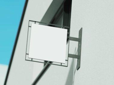 Logo için boş çerçeve ya da şehir dışındaki sokak reklamcılığının arka planındaki metin imzası ve şablonu