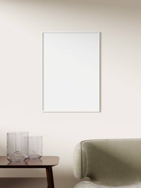 İç arkaplanda resim çizimleri ve maketler için boş çerçevelenmiş tuval