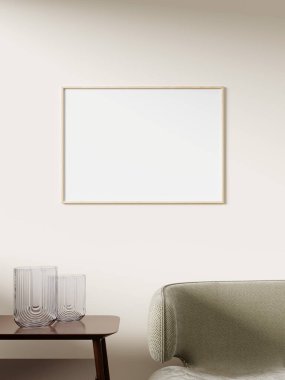 İç arkaplanda resim çizimleri ve maketler için boş çerçevelenmiş tuval