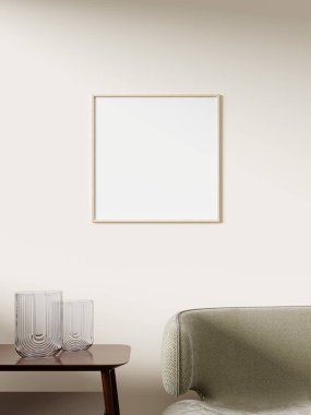 İç arkaplanda resim çizimleri ve maketler için boş çerçevelenmiş tuval