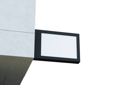 Dükkan duvarında boş bir logo levhası.