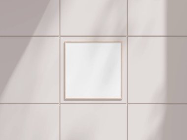 Modeller ve sanat çizimleri için minimalist iç mekanda boş çerçeveli tuval