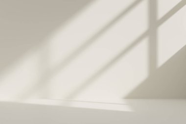 Soyut ışık yansıması ve arka plandaki pencerenin gri gölgesi. Arkaplan ve model tasarımı için gri pencere gölgeleri ve güneş ışığı efekti