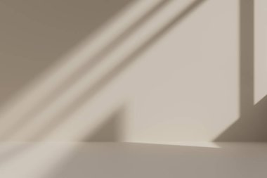 Soyut ışık yansıması ve arka plandaki pencerenin gri gölgesi. Arkaplan ve model tasarımı için gri pencere gölgeleri ve güneş ışığı efekti