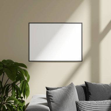 Yeşillik ve Konforlu Kanepe ile Zarif Duvar Çerçevesi
