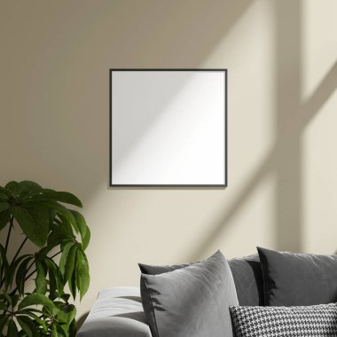 Süslü Kanepe ve Bitkiyle Dekoratif Asma Çerçevesi