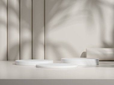 Geometrik Silindir Tasarımı ile Modern Beyaz Ekran Podyumu