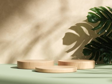 Tahta Sahne Monstera Leaf Shadow ile