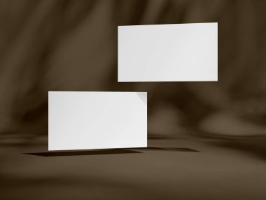 Kahverengi Yüzeyde Boş İş Kartı Gösteren Zarif Model