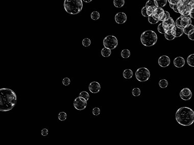 Siyah bir arkaplanda hareket halindeki baloncukları temizle.