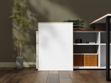 Zeminde modern çerçeve modeli, temiz ve minimalist bir arkaplan, sanat veya fotoğraf sunumları için mükemmel.