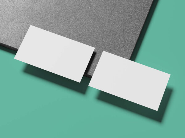 Modern and clean white business cards displayed on a polished marble surface, emphasizing simplicity and elegance.