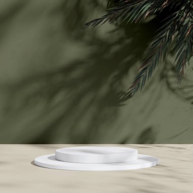 Doğal yeşil zemin, tropikal atmosferde katmanlı podyum seti var.