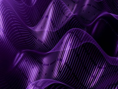 Yumuşak mor dalgalar ışık çizgileriyle sarmalanmış, sakin ve sanatsal bir atmosferi çağrıştırıyor..