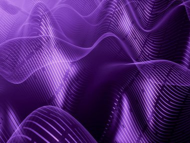 Derin ve pürüzsüz bir hareket hissi veren mor soyut çizgiler ve dalgalar..