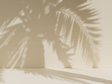 Krem rengi bir duvarda açık kahverengi yaprak gölgesi.