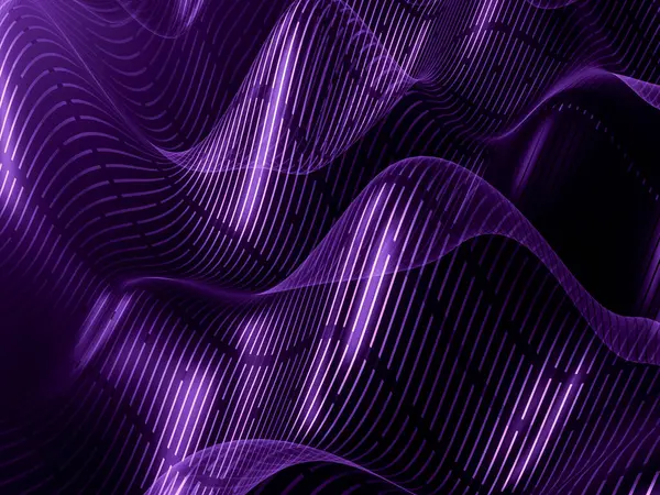 Yumuşak mor dalgalar ışık çizgileriyle sarmalanmış, sakin ve sanatsal bir atmosferi çağrıştırıyor..