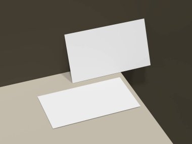 Karanlık duvarı ve yüzen kartı olan boş bir kartvizit sahnesi.