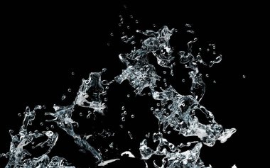 Sanatsal su sıçraması siyah arkaplan üzerinde donmuş