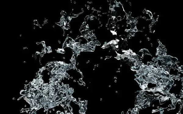 Dinamik berrak su siyaha asılı havada sıçrıyor.