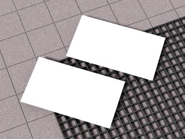 Beyaz kartvizit şebeke benzeri beton bir yüzey üzerinde.