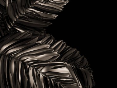 Heykel siyah palmiye yaprakları karmaşık bir soyut desen içinde.