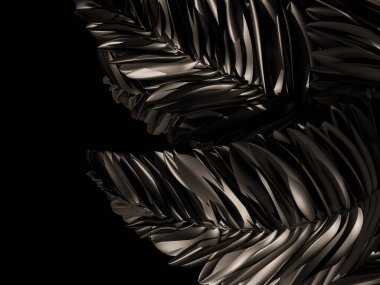 Parlak desenli ve karmaşık desenli soyut siyah palmiye yaprakları.