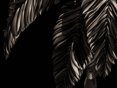 Yumuşak kıvrımlı ve gölgeli karmaşık bir palmiye yaprağı tasarımı.