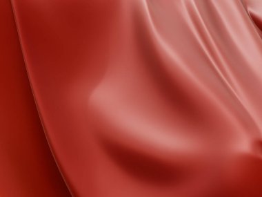 Yumuşak kıvrımlı ve parlak kaplamalı lüks kırmızı saten kumaş..