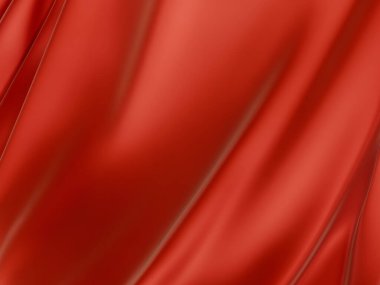 Yumuşak kıvrımlı, parlak kırmızı saten kumaş..