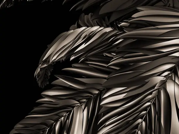 Yumuşak kontrastlı parlak palmiye yaprağı şekillerinin soyut tasarımı.