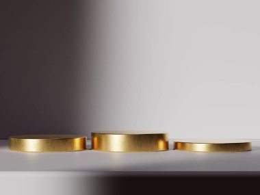 İnce ışık kontrastlı altın podyum modeli, birinci sınıf ürünleri sergilemek için ideal.