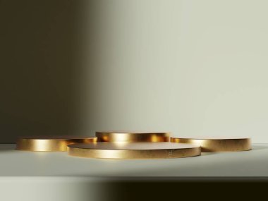 Yumuşak kontrastlı birinci sınıf altın podyum. Ürün sergisi için mükemmel..