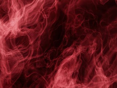 Yoğun ve canlı bir kırmızı duman deseni karanlık bir arkaplanda dönüyor, hareket dolu..