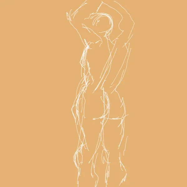 Pennteckning Ukrainsk Konstnär Den Nakna Kroppen Vacker Stark Kvinna — Stock vektor