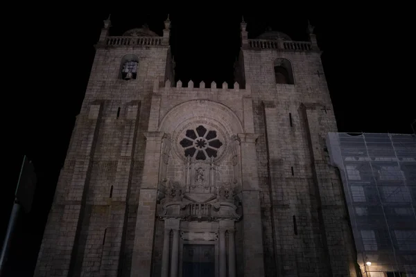 Catedral Por Noche Oporto Portugal — Foto de Stock