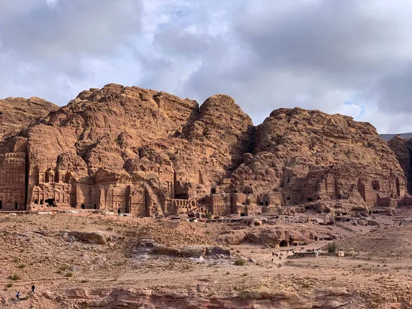 Vista Dos Túmulos Reais Cidade Perdida Petra — Fotografia de Stock