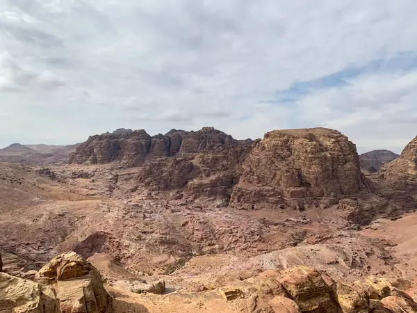 Vista Alto Lugar Trilha Sacrifício Cidade Perdida Petra — Fotografia de Stock