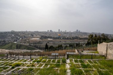 İsrail 'deki zeytin dağından Kudüs' ün panoramik manzarası