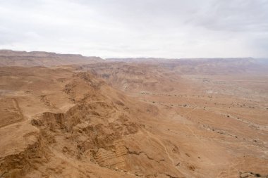 Masada 'dan Yahudi Çöl manzarası, Güney Bölgesi, İsrail.