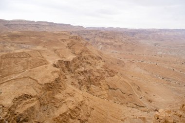 Masada 'dan Yahudi Çöl manzarası, Güney Bölgesi, İsrail.