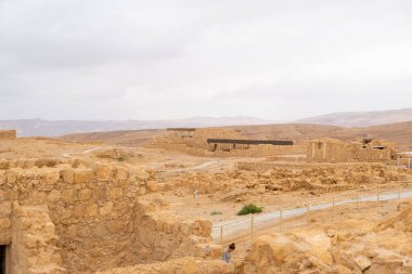 Judaean Çölü, Güney Bölgesi, İsrail - 10 Nisan 2023. Masada Ulusal Parkı.