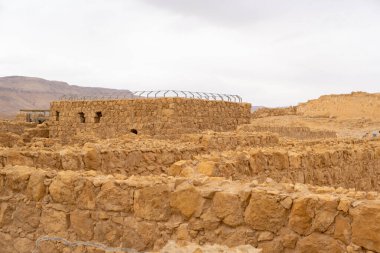 Judaean Çölü, Güney Bölgesi, İsrail - 10 Nisan 2023. Masada Ulusal Parkı.