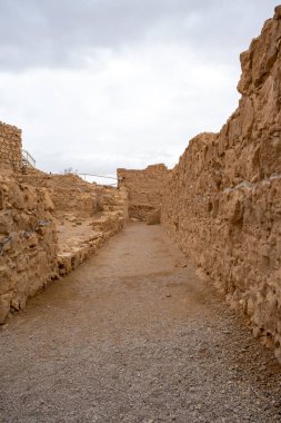 Judaean Çölü, Güney Bölgesi, İsrail - 10 Nisan 2023. Masada Ulusal Parkı.