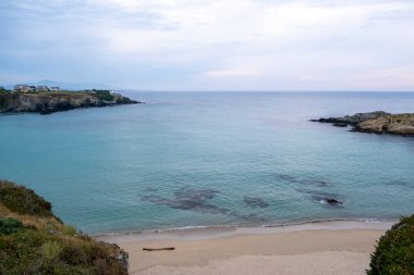 Tapia de Casariego, Asturias, İspanya. Murallon ya da Maleguas plajı. Cantabrian Deniz Kıyısı.