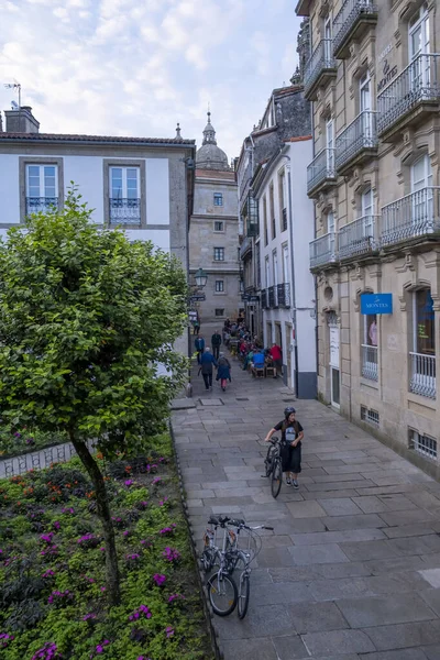 Santiago de Compostela, La Coruna, Galiçya, İspanya - 12 Haziran 2023. Fonseca Meydanı.