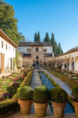 Granada 'daki Generalife Bahçeleri, Endülüs, İspanya, Alhambra' nın bir parçası.