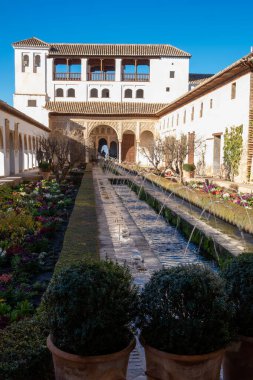 Granada 'daki Generalife Bahçeleri, Endülüs, İspanya, Alhambra' nın bir parçası.